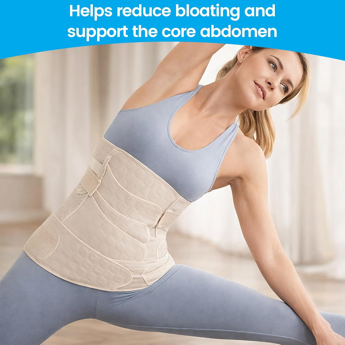 3 in 1 Postpartum Girdle for Women - Postpartum Abdominal and Caesarean Recovery Girdle - Breathable Pelvic Belt, Lumbar Support, Adjustable Belly Band, Size L Nude