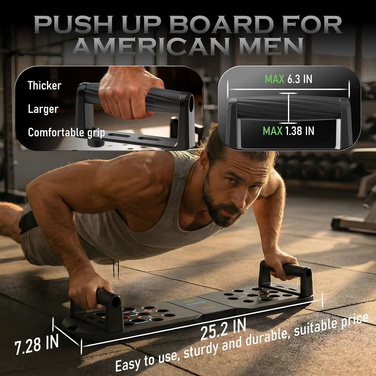JLoibao Push Up Board, Portable Pushup Board for Men, Foldable Push Up Bar