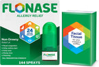 Flonase Nasal Spray for Allergy Relief, Tissues Included, 144 Sprays | Fluticasone Propionate Nasal Spray, Multi-Symptom Relief, 24-Hour Non-Drowsy Allergy Relief, Full Prescription Strength
