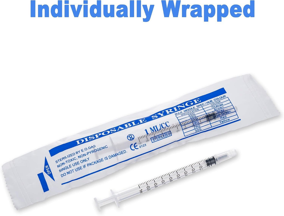 12pack 1ml Syringes Without Needle Plastic for Liquid, Measuring, Ink Refilling, Oil, Liquids Glue Applicator, With Cap
