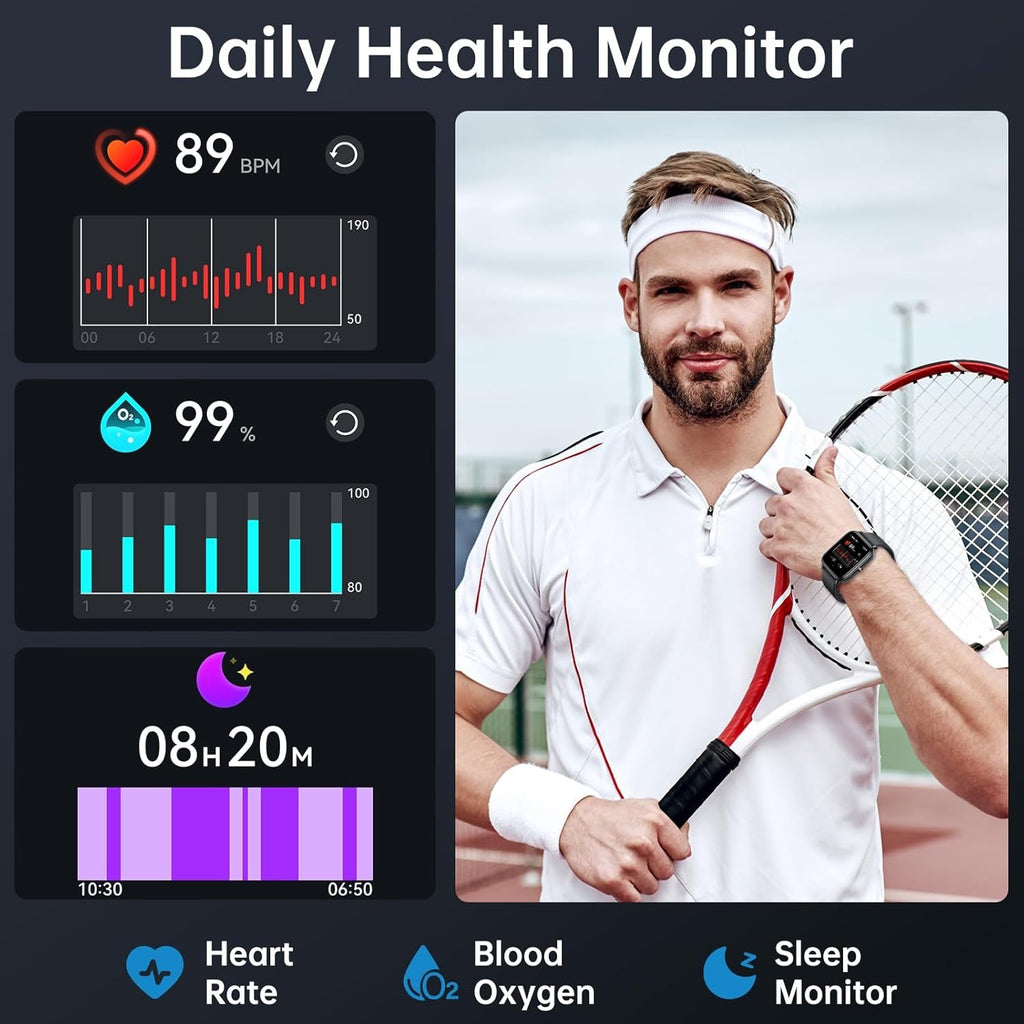 Smart Watch for Men Women, Fitness Tracker (Answer/Make Call), 1000 mAh Battery, 120+ Sport Modes, Step Counter/Sleep Monitor Fitness Watch, Smartwatch for Android/iPhone (Black)