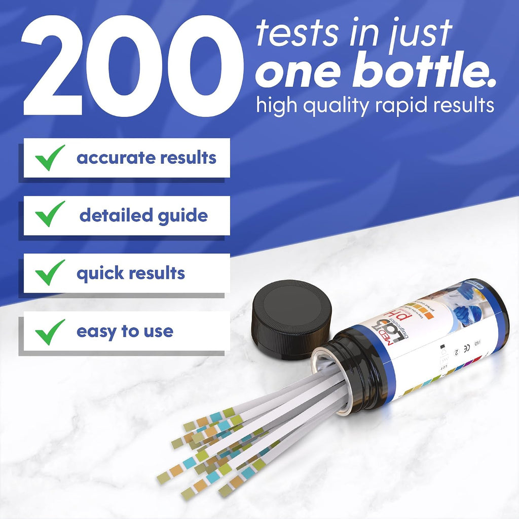 Med Lab 200 Universal pH Test Strips (0-14) for Water, Pool, Spa, Aquarium