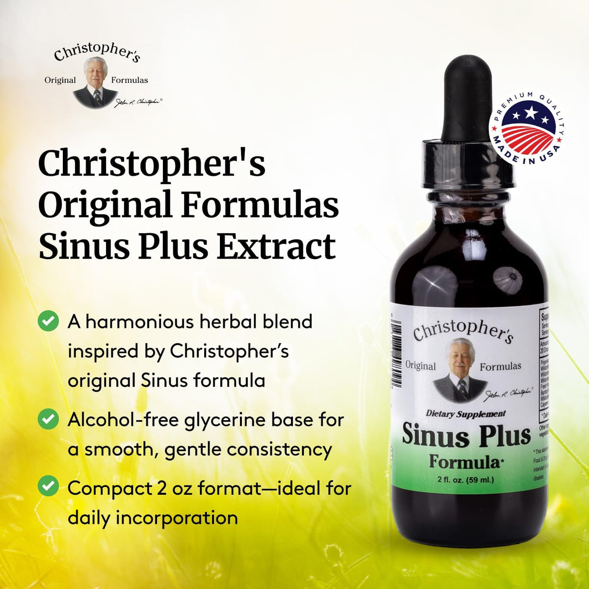 Christopher's Original Formulas Sinus Plus, 2 oz Liquid - Natural Herbal Formula for Sinus Support