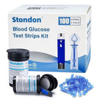 Stondon Blood Glucose Test Strips and Lancets, 100 Each, for G430/G520/G425 | Compatible with Stondon G430, G520 and G425-3 meters, no coding strips, single-use lancets, 100 tests