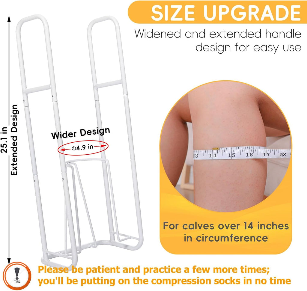 Upgraded Extra-Large Compression Sock Aid Device - Sock Aids for Compression Stocking - Helper Device for Putting on Hosiery - 14 in or More