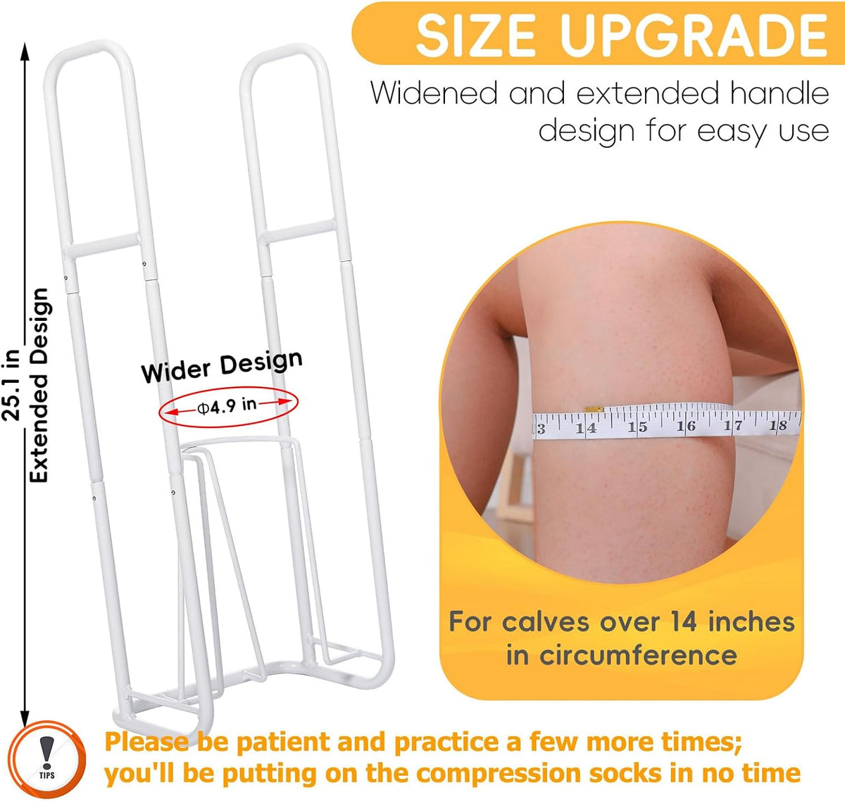 Upgraded Extra-Large Compression Sock Aid Device - Sock Aids for Compression Stocking - Helper Device for Putting on Hosiery - 14 in or More