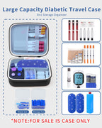 Diabetes Travel Case for Diabetic Supplies with Adjustable Dividers(Black) | Portable Diabetes Organizer for Glucose Meter, Blood Sugar Test Strips Kit, Insulin Pens, Vials, Syringes Lancing Device More