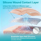 Dimora Silicone Wound Contact Layer, Non-adhering Dressing, Transparent Wound Dressing Pads, 3in x 4in (7.5cm x 10cm), 10 pcs