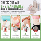 Premium Elastic Bandage Wrap (6" 4 Pack) - Hook & Loop Fasteners at Both Ends - Latex Free Hypoallergenic Compression Roll - Reusable Bandages for Waist, Legs, Elbow & Knee Wrap