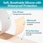 Dimora Silicone Tape 1 Roll, 1.6 x 59 Inch | Hypoallergenic, For Sensitive Skin, Pain-Free Removal, Easy Tear Precut, Waterproof