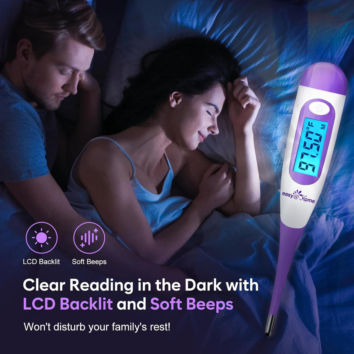 easy@Home Digital Basal Body Thermometer for Adults - Fertility Tracker | Precise 1/100th Degree Thermometer. Flexible Tip, Backlit LCD & 30 Memory. Auto Scan Premom App for Women