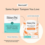 The Honey Pot Company - 100% Organic Cotton Tampons - Super Absorbency | Multipack - Tampons w/BPA Free Plastic Applicator - Unscented - Without Fragrances or Chlorine - Feminine Care - 54ct