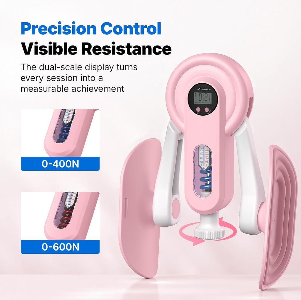 MERACH Pelvic Floor Exercise Devices, Adjustable Resistance, Thigh Trainer | Adjustable Resistance, Thigh Shaping, With 360° Rotating Thigh Pad, Built-In Display, Portable and Easy to Use