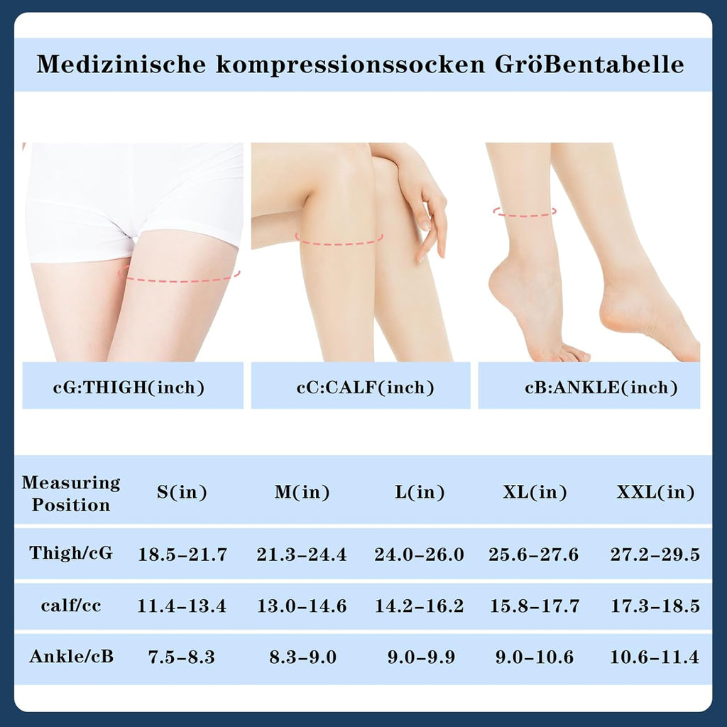 Medical Compression Socks 20-30 mmHg Class 2 | Thigh High | Graduated with Silicone Band | Unisex for Women and Men | for Varicose Veins, Edema, Flights, Sport and DVT
