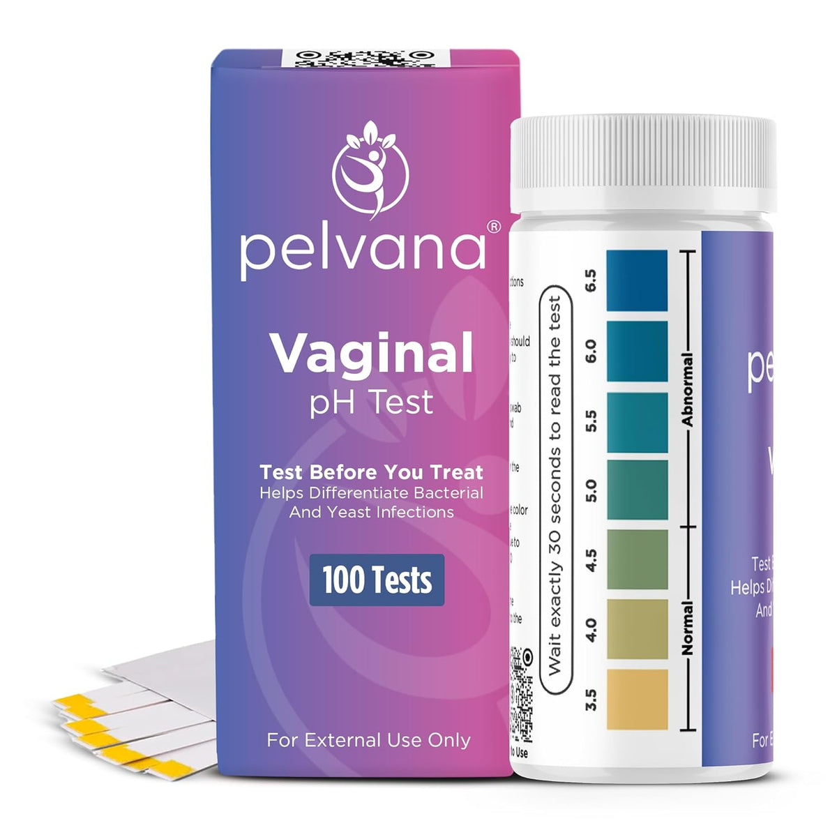 Pelvana Vaginal pH Test Strips for Women 100 Strips FSA/HSA Eligible Vaginal Infection Test Kit Can Help Differentiate Between BV and Yeast Infections