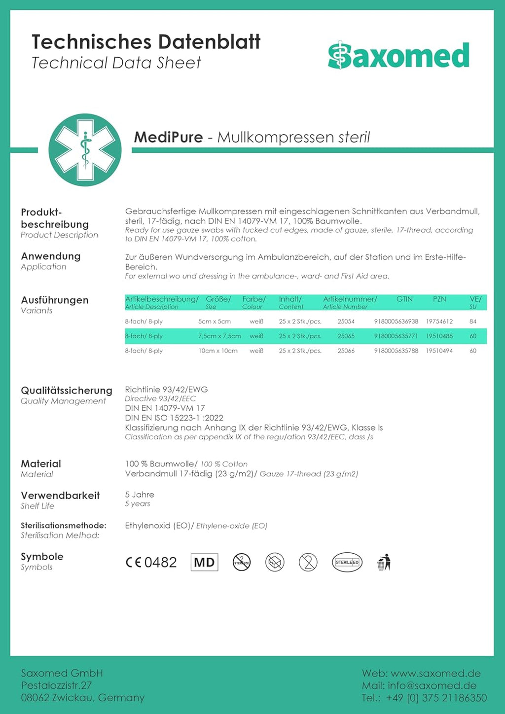 Wound Dressings and Gauze Sterile 10 cm 50 pieces