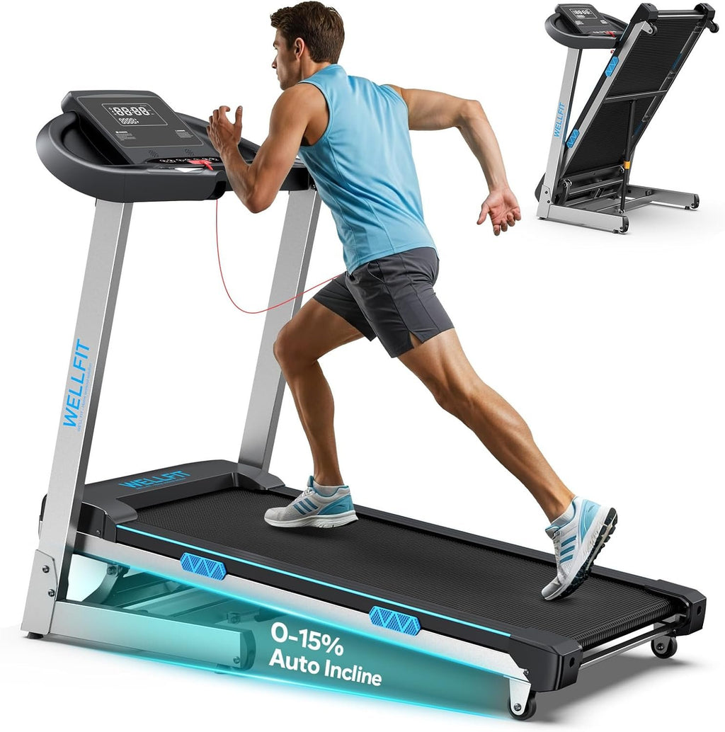 15% Auto Incline Foldable Treadmill, Heavy Duty Treadmills for Home | 400lbs Capacity, Voice Control, Bluetooth, Heart Rate Sensors,4.0HP Motor,Folding Running & Walking Pad for Seniors,Home Gym