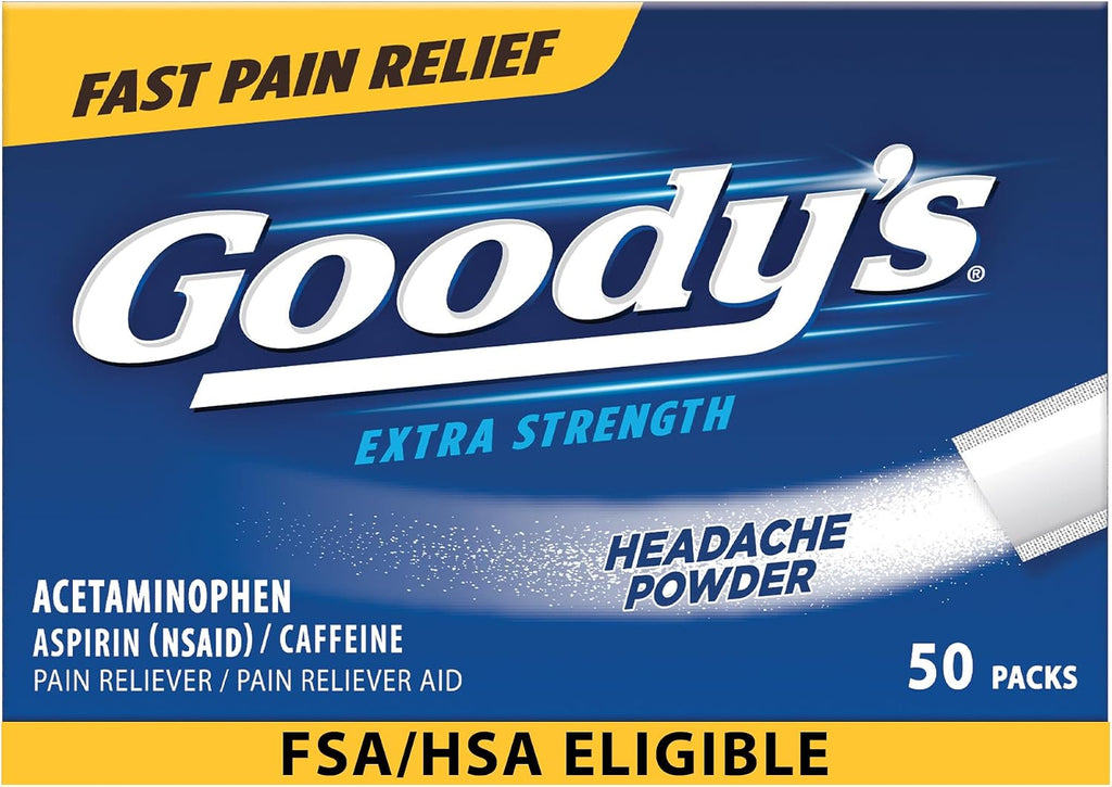 Goody's Triple Action Headache Powder, Extra Strength Pain Relief, 50 Count | Fast Pain Relief, Goodys Headache Relief, With Acetaminophen, Aspirin & Caffeine, For Adults, Dissolve Packs