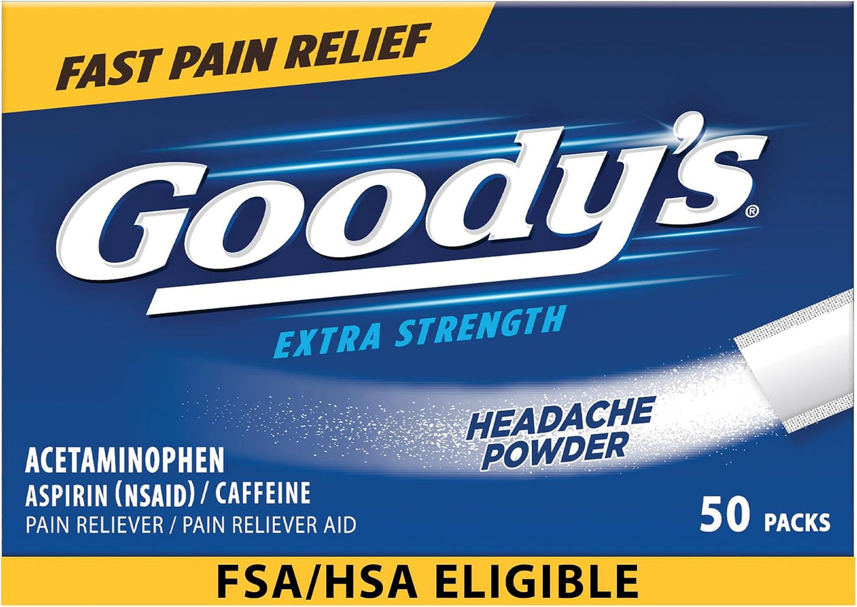 Goody's Triple Action Headache Powder, Extra Strength Pain Relief, 50 Count | Fast Pain Relief, Goodys Headache Relief, With Acetaminophen, Aspirin & Caffeine, For Adults, Dissolve Packs