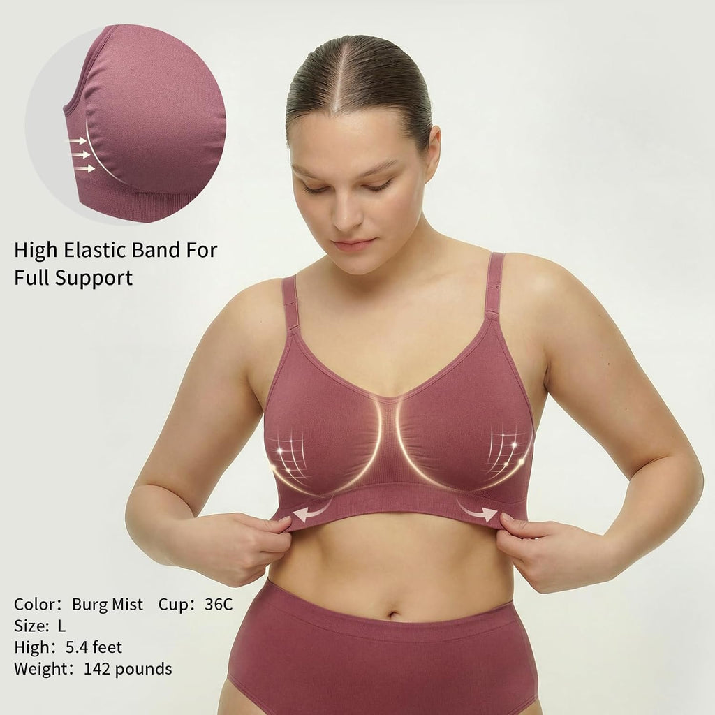 Under Control Nursing Bra 4-Pack - Wireless Maternity & Sleep Bra with Removable Pads - Comfortable Breastfeeding Bra (S-2XL)
