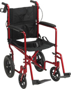 Lightweight Expedition Transport Wheelchair with Hand Brakes, Red | Transport Wheelchair Featuring Lightweight Expedition Frame with Hand Brakes for Safety Daily for Everyday Use