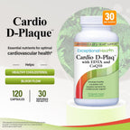 Cardio D-Plaq Cardiovascular Supplement, 120 Vegetable Capsules | Cardiovascular Support Capsules with CoQ10, EDTA, L-Carnitine & Ginkgo for Heart Health, Blood Flow & Cholesterol