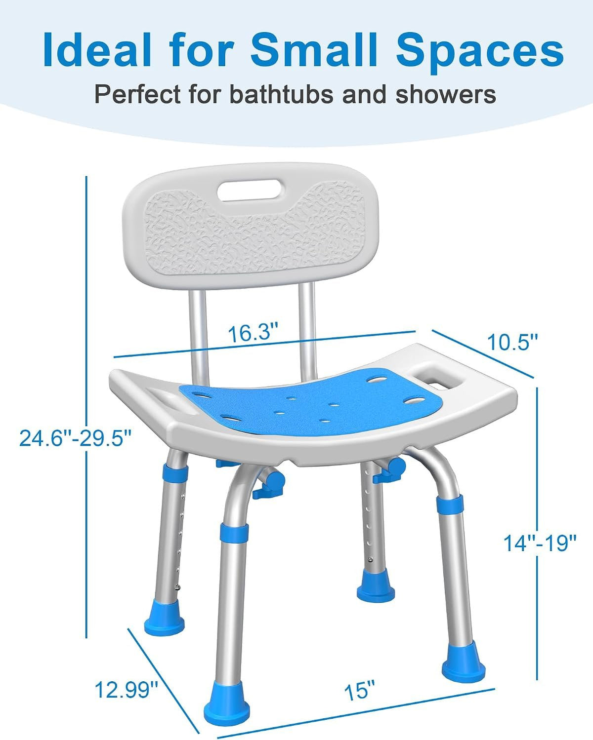 HOMLAND Shower Chair for Inside Shower with Removable Back, Aluminum Frame | Height Adjustable, Heavy Duty Bath Seat for Bathtub, Lightweight Safety Shower Stool for Seniors and Disabled