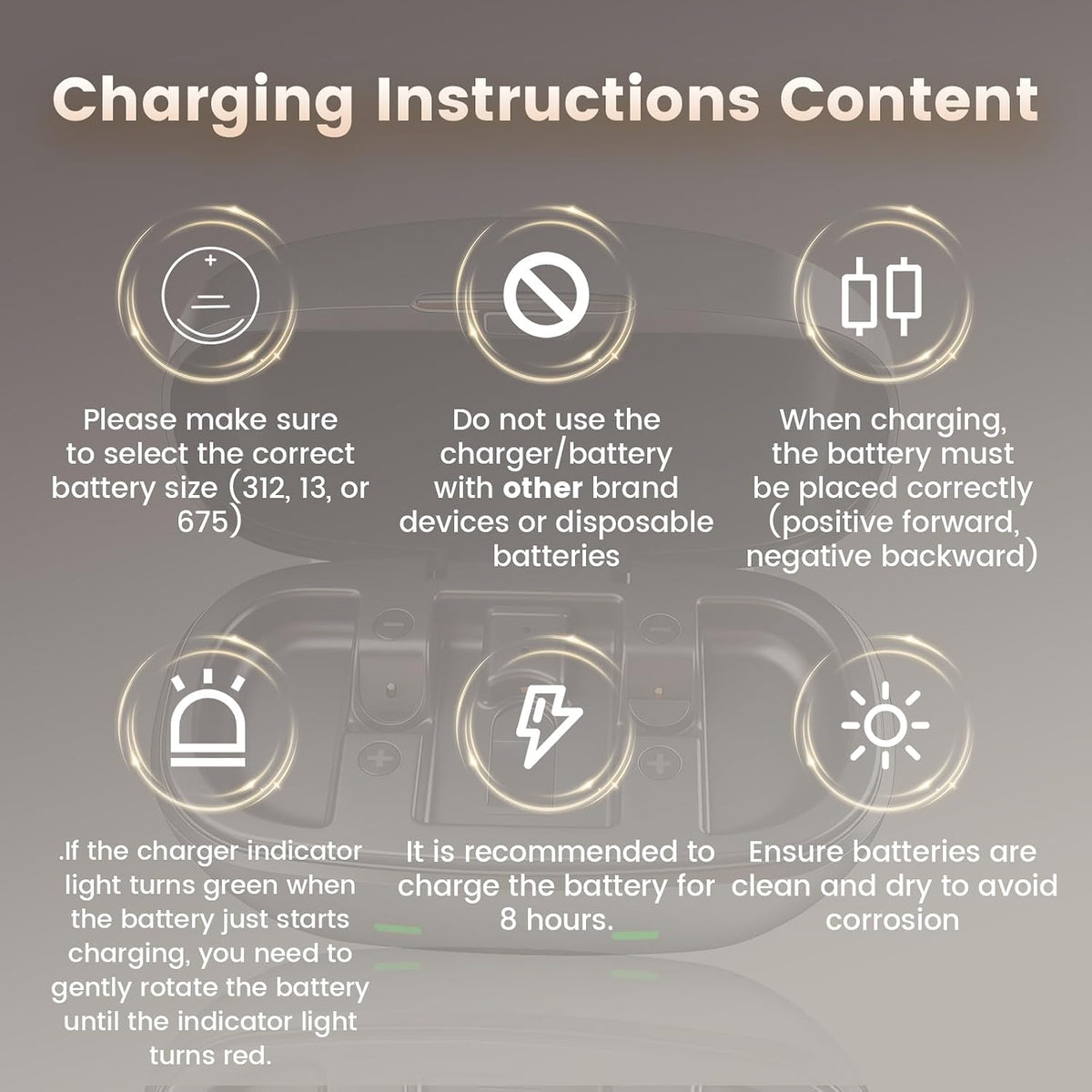 312 Hearing Aid Battery Case Charger with 2 Pack 312 Rechargeable Batteries Long Lasting for Bluetooth & Non-Bluetooth Hearing Aids