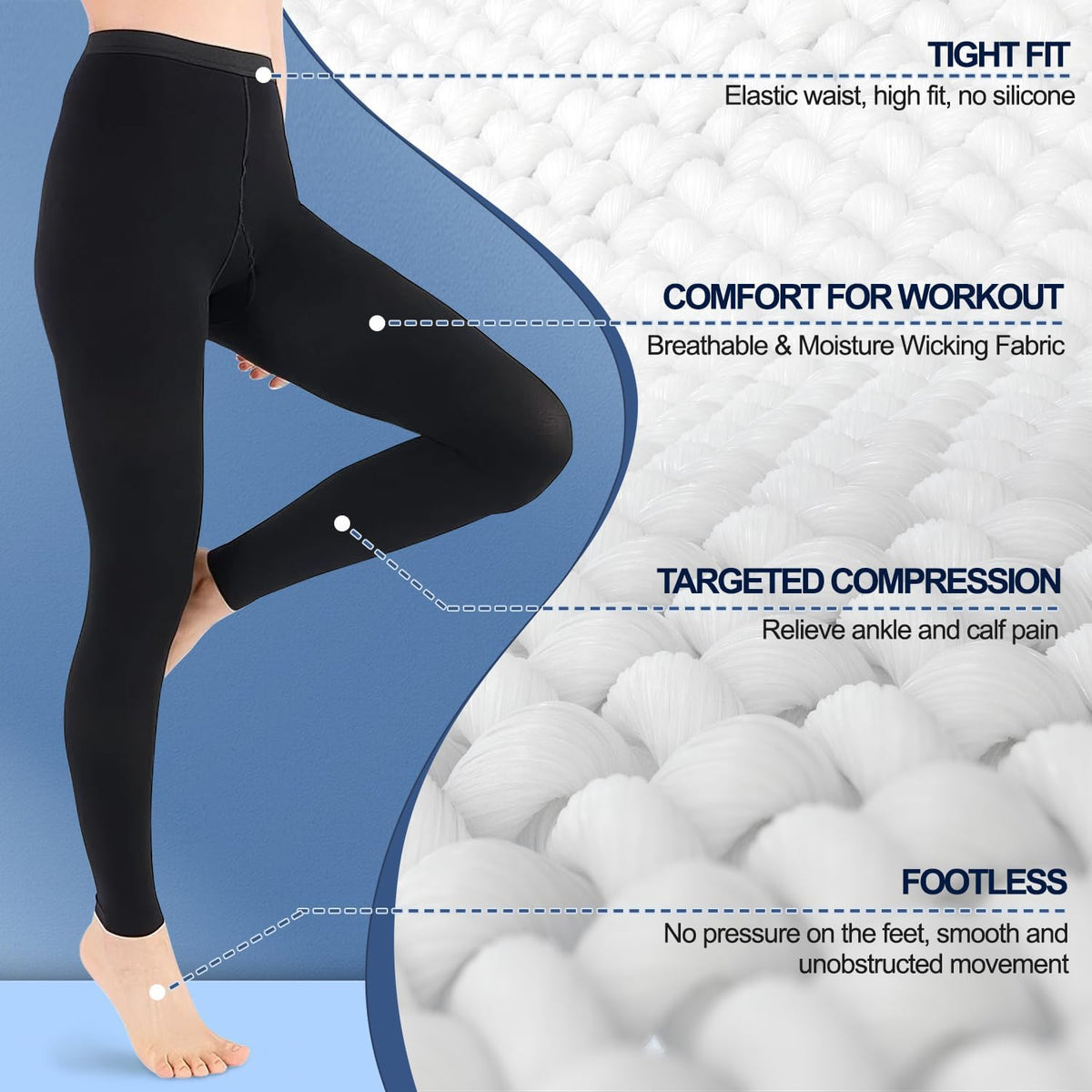 Medical Compression Stockings Women Men Long 20-30 mmHg, Graduated Support Compression Tights, Fingerless Support Stockings Panty Compression for Varicose Veins Edema Flight