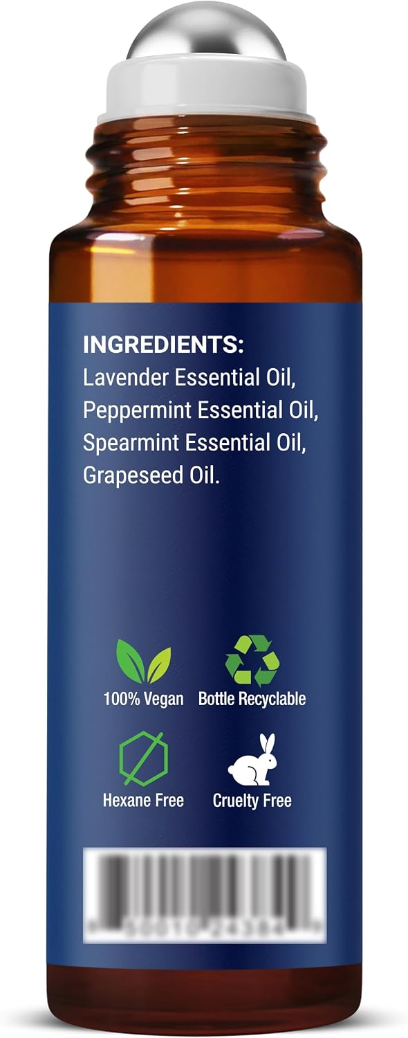 Head Calm Essential Oil Roll-On 10 ml for Migraine & Headache Relief | Soothing Essential Oil Roller Ball Blended with Pure & Natural Essential Oils - Nexon Botanics