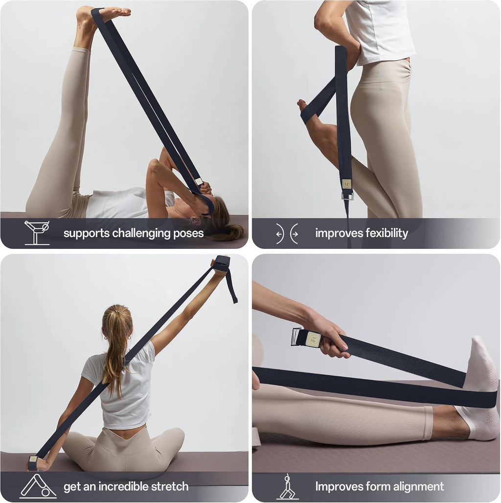 Yoga Straps 1.8M or 2.5M, Durable Cotton Yoga Straps for Stretching, Adjustable Yoga Belt Strap for Yoga, Dance, Gym Workouts