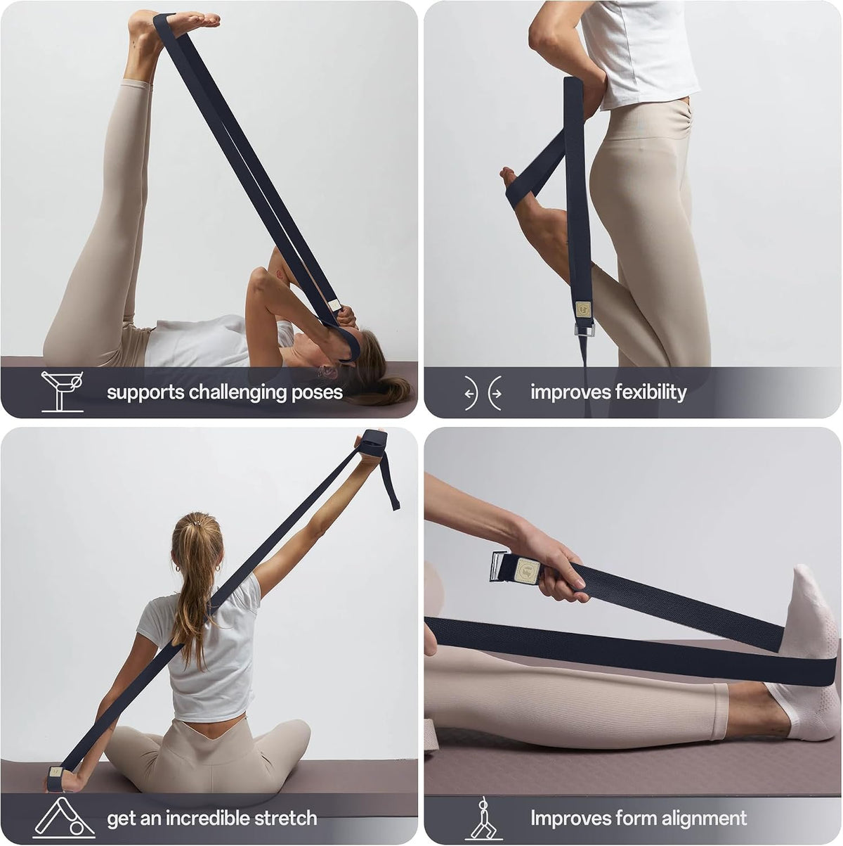 Yoga Straps 1.8M or 2.5M, Durable Cotton Yoga Straps for Stretching, Adjustable Yoga Belt Strap for Yoga, Dance, Gym Workouts