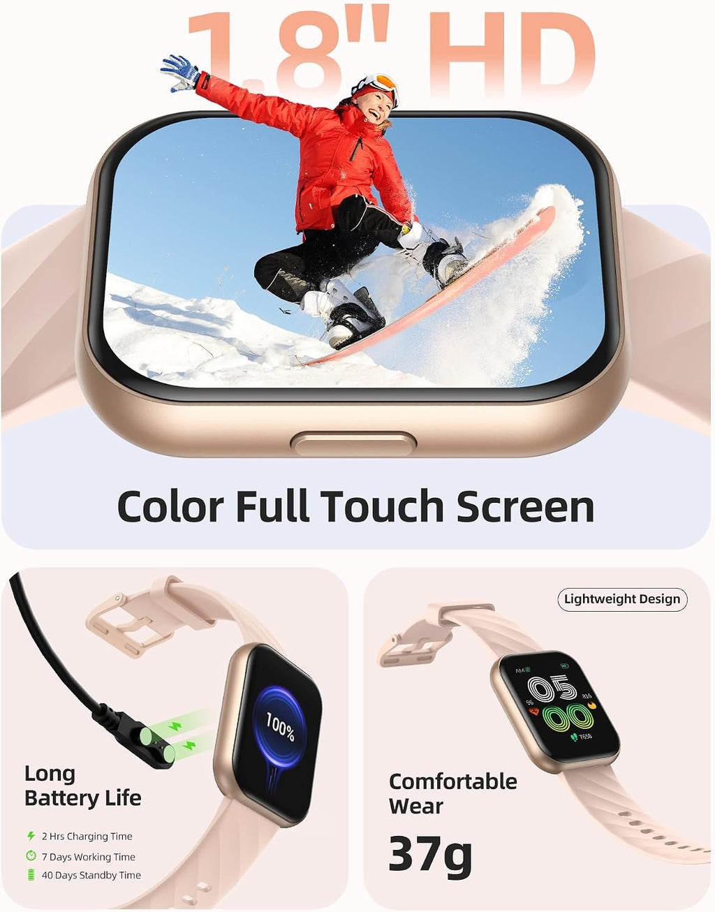 Parsonver Smart Watch, 5ATM Waterproof Watch for Swimming, 110+ Sport Modes