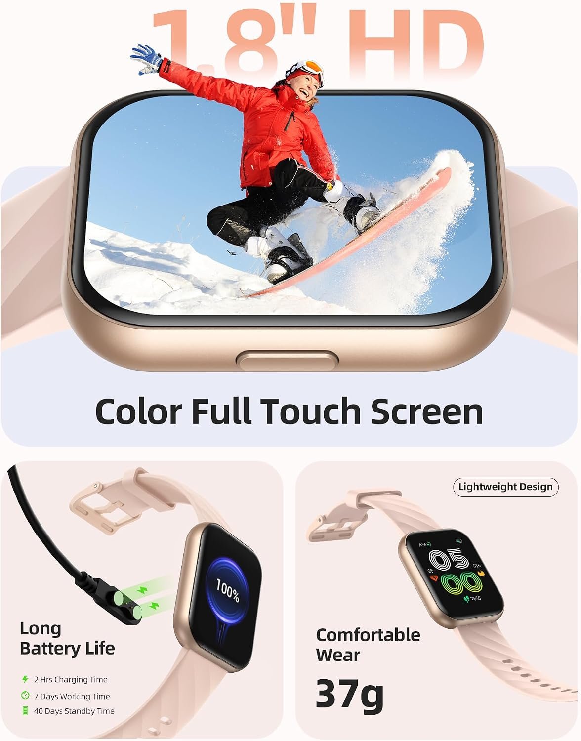 Parsonver Smart Watch, 5ATM Waterproof Watch for Swimming, 110+ Sport Modes