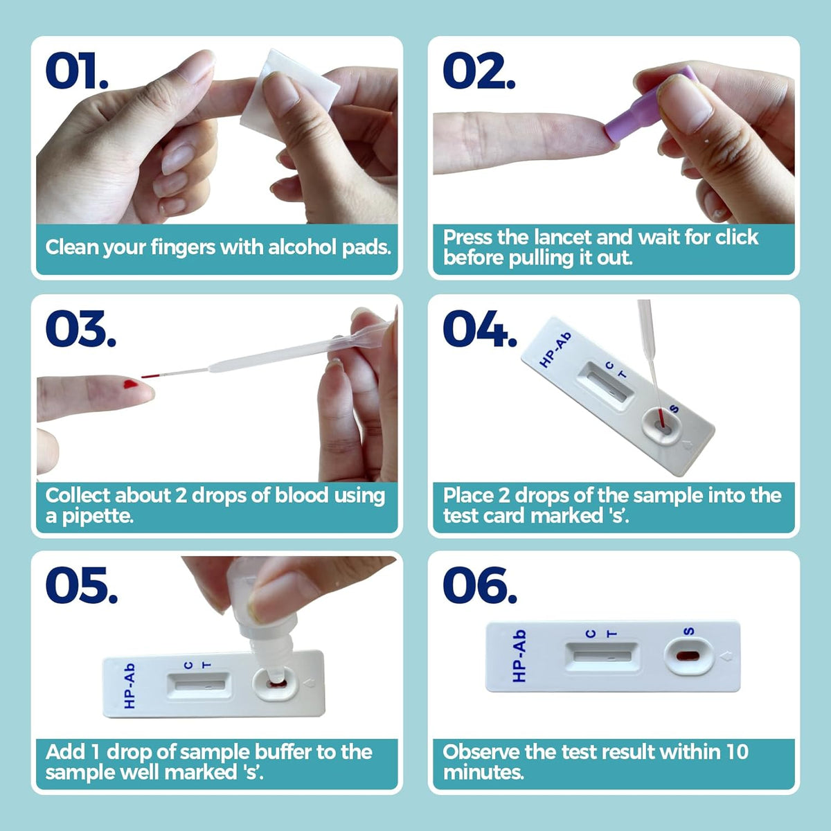 H. Pylori Antibody Test Kit Rapid at-Home Blood Test for Helicobacter Pylori Detection Easy to Use Non-Invasive Quick Results
