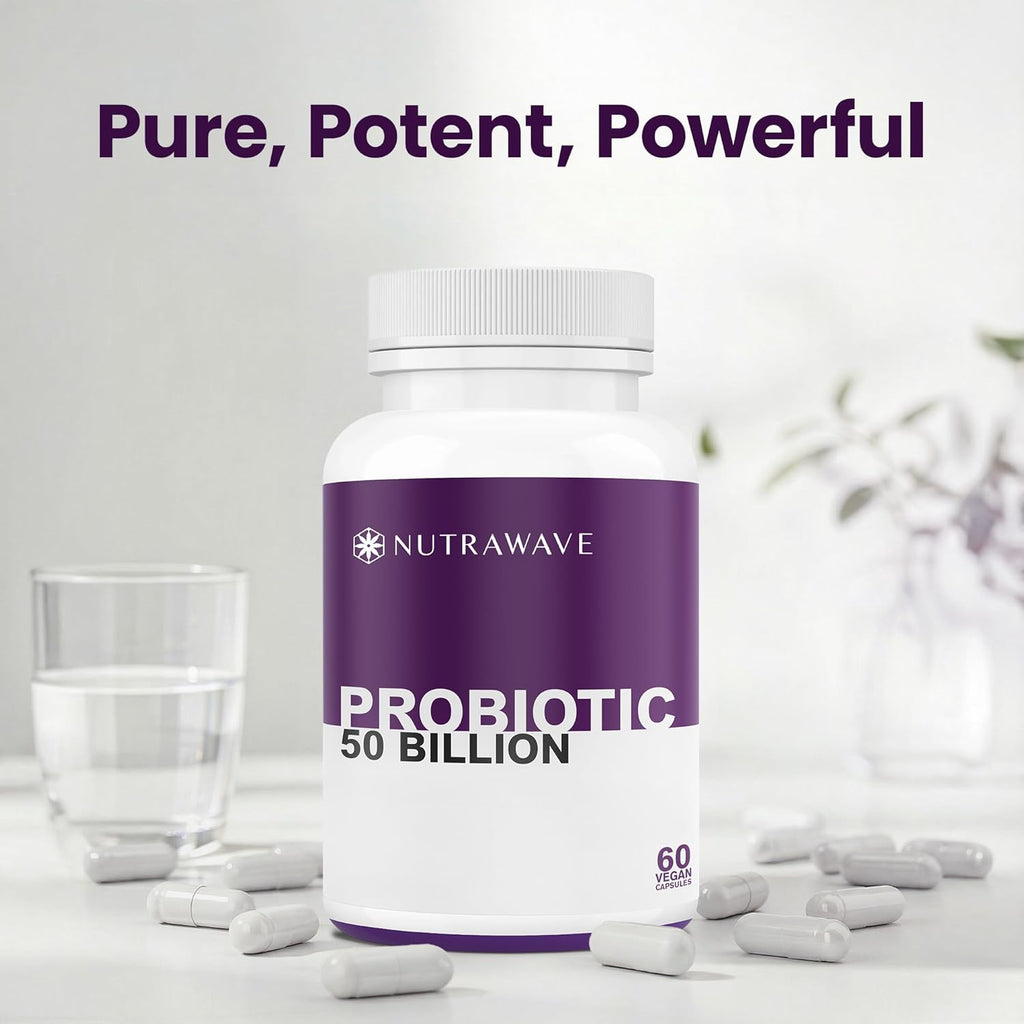 Nutrawave 50 Billion Daily Probiotic for Men & Women – 15 Strains of Live Cultures | 60 Vegan, Gluten-Free Capsules
