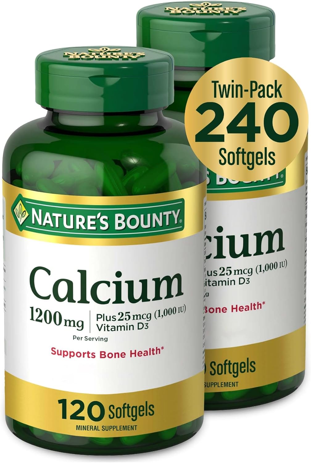 Nature's Bounty Calcium 1200 mg with 1000 IU Vitamin D3, 2 Per Day, 120 Ct