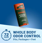 Mando Whole Body Deodorant For Men - Solid Stick - 2.6 oz, 2 pk - Woods | 72 Hour Odor Control with Mandelic Acid. Use on underarms, chest, feet & below the best. Aluminum Free & Baking Soda Free