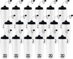 50 Strong | Hockey & Lacrosse Straw Water Bottles, 18-Pack, 1 Liter