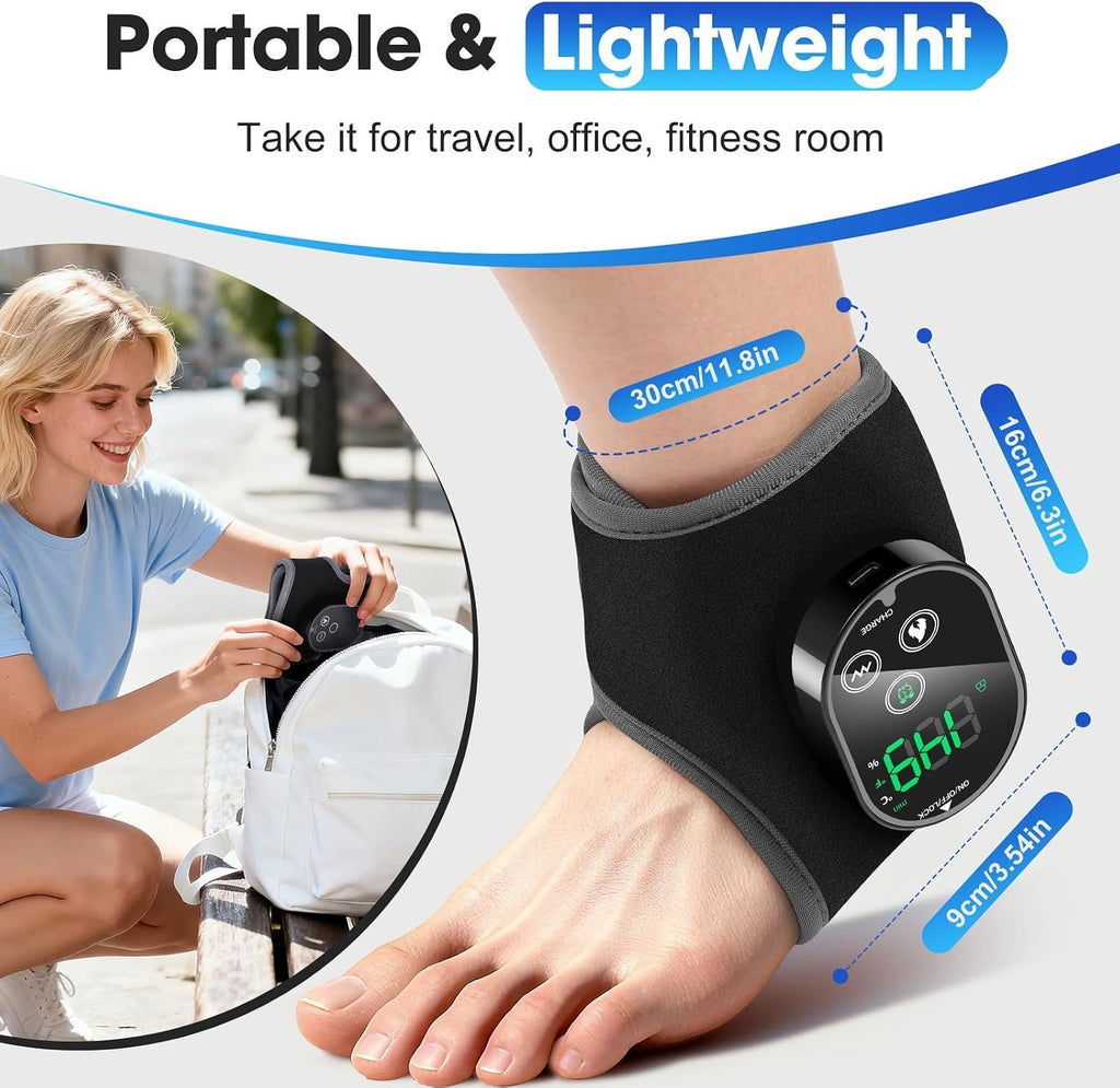 2PCS Cordless Neuropathy Foot Massager, Ankle Heating Pad for Pain Relief, Rechargeable Foot and Ankle Massage for Circulation, Heated Ankle Wrap, Black