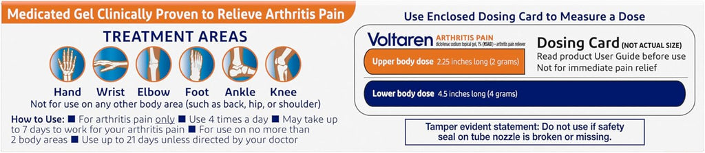 Voltaren Arthritis Pain Gel, Diclofenac Pain Relief Cream, 50 g Tube | Prescription Strength Topical Arthritis Pain Relief with Diclofenac, Targets Inflammation, Improves Mobility, Easy Open Cap