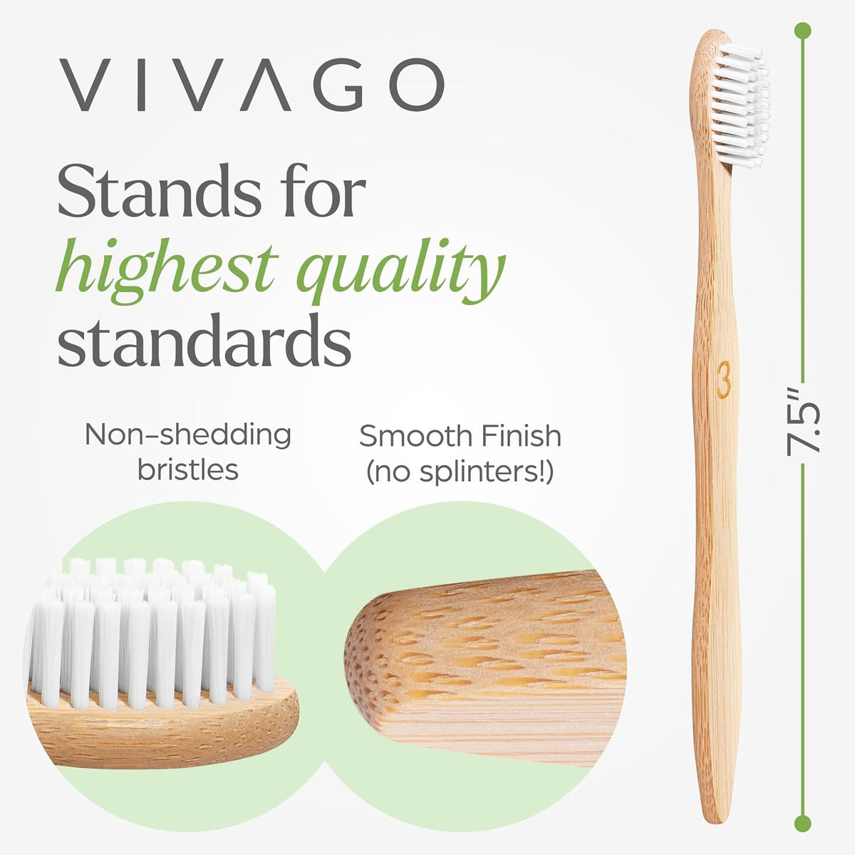 VIVAGO Bamboo Toothbrushes 10 Pack – Plant-Based Soft Bristles | Natural Toothbrush, Eco-Friendly, Wooden Toothbrush, BPA-Free