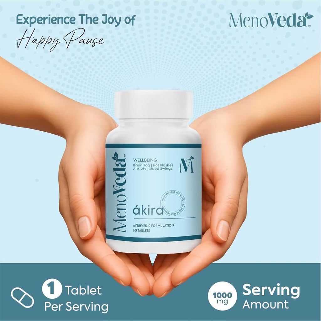 Menoveda Akira Menopause Support Supplement for Women – 60 Tablets | Hormonal Balance, Hot Flash & Night Sweat Relief, Mood, Sleep & Stress Support | Perimenopause & Menopause Vitamins for Women