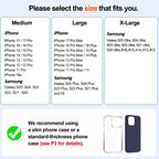 Leather Cell Phone Holster with Card Holder and Belt Clip Protective Case for iPhone Pro Max, Plus 17 16 15 14 13 12, Samsung Galaxy FE, Plus S26 S25 S24 S23 S22, L-Black