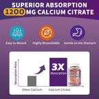 (3 Pack) Calcium Citrate 1200 mg for Women,Calcium Magnesium Zinc Vitamin D3 Gummies,High Absorption Calcium Chews Supplement for Bone,Teeth and Muscle Healthy,Sugar Free,Vegan,Non-GMO,Orange Flavor