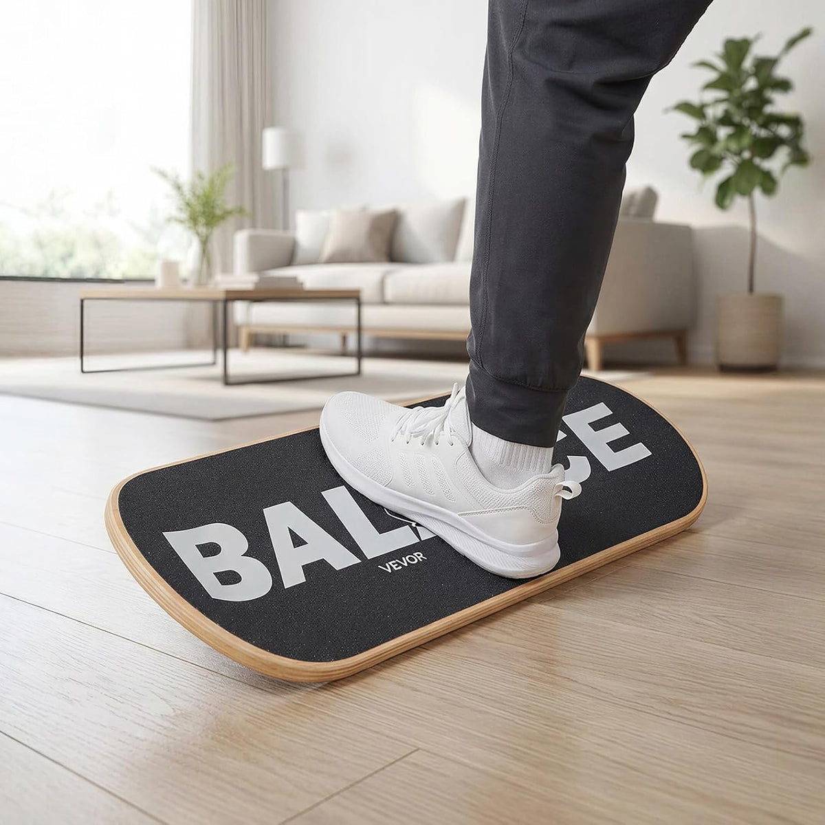 VEVOR Balance Board, 2-in-1 Wobble Board Trainer for Adults, Premium Wooden Balance Training Equipment, with Roller, Magnetic Stoppers, Storage Rack, for Core Workouts, Surf Trainer & Physical Therapy