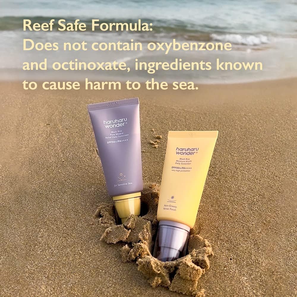 haruharu wonder Black Rice Pure Mineral Relief Daily Sunscreen, SPF50+, Mineral, PA++++, Broad Spectrum, UVA/UVB, Hyaluronic Acid, Niacinamide, 50 ml