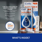CorDx TyFast at Home Flu A/B & COVID-19 Multiplex Rapid Test Kit, Easy, Accurate, Fast Results in 10 Minutes, 3 in 1 Combo Kit, 5 Tests