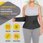 Postpartum Belly Band Abdominal Binder Post Surgery C-section Belly Binder Wrap Girdle Recovery Belt Back Support (X-Large, Black)