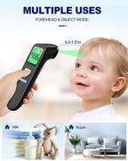 Non-Contact Forehead Thermometer for Adults and Kids, 1 Second Result | Accurate Reading with Large Display, Mute Mode, Memory Recall, Fever Alarm, Easy to use for Home & Hospital